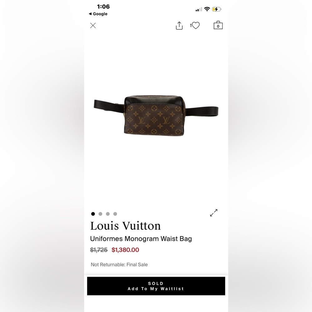 Louis Vuitton uniform waist belt bag bumbag monogram black leather large unisex - Picture 16 of 16